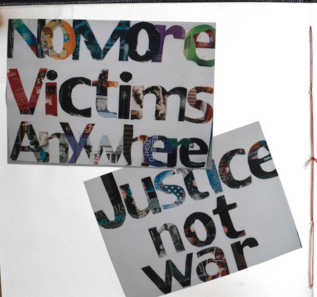 photograph of anti-war posters